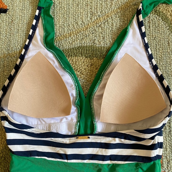 Anne Cole Signature I 2014 I Colorblock Stripe Maillot Halter Tie I Kelly Green - Picture 13 of 16